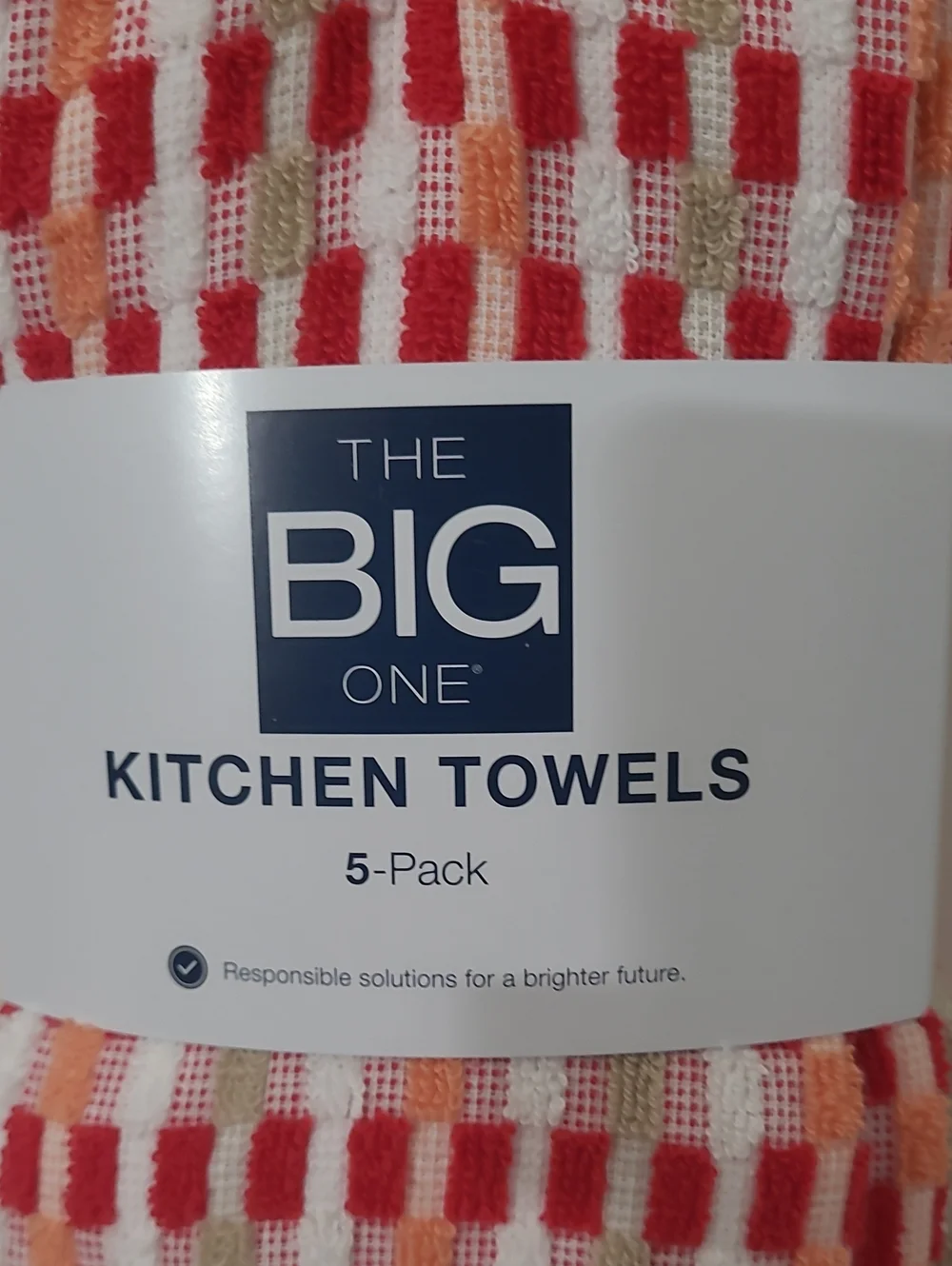The Big One Red, Orange & Beige Waffle Weave Kitchen Towels - 5 Pack